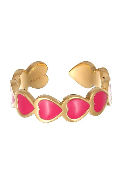 ELLI Ring Ladies Heart Love Design Open With Enamel In 925 Sterling Silver Gold Plated