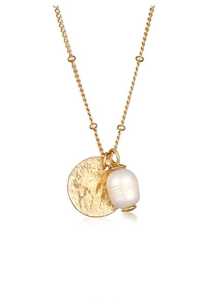 ELLI Necklace Ladies Platelets Vintage Balls With Freshwater Cultured Pearl In 925 Sterling Silver