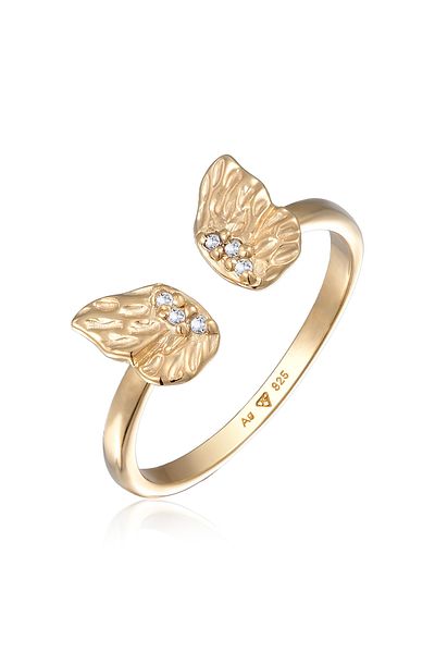 ELLI Ring Ladies Open Butterfly Wings With Zirconia In 925 Sterling Silver Gold Plated