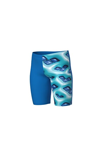 ARENA BOY'S ARENA LOGO GRAPHIC SWIM JAMMER BLUE RIVER WATER MULTI