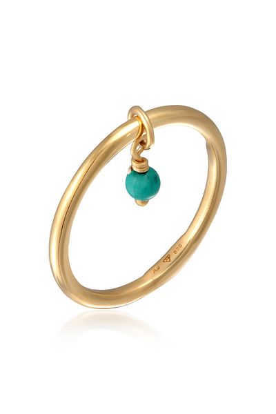 ELLI Ring Ladies Stack Pendant Pearl With Howlite Turquoise In 925 Sterling Silver Gold Plated