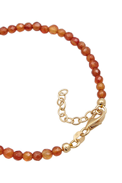 ELLI Bracelet Ladies Pearl shimmer with Agate Balls brown in 925 Sterling Silver Gold Plated