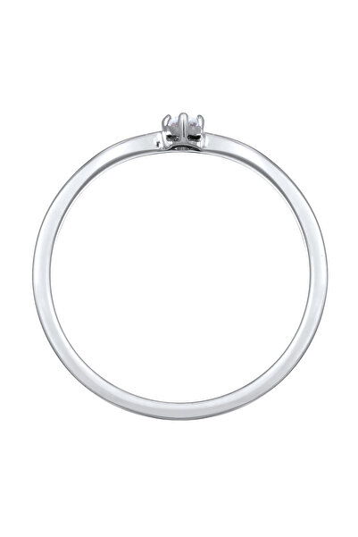 ELLI Dámský prsten ve tvaru V s diamantem (0,035 ct.) ze sterlingového stříbra 925