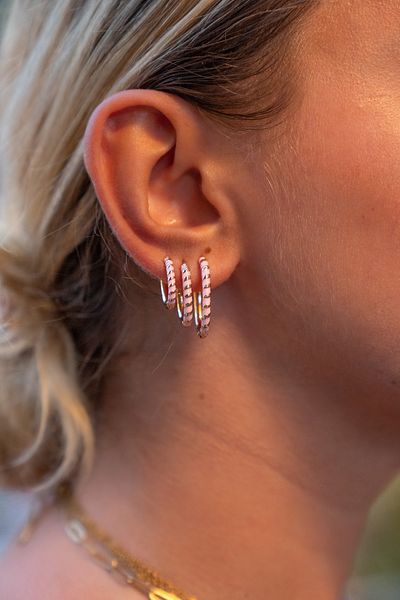 Moonjy Pink Steel Candy - 3-Piece Hoop Earring Set