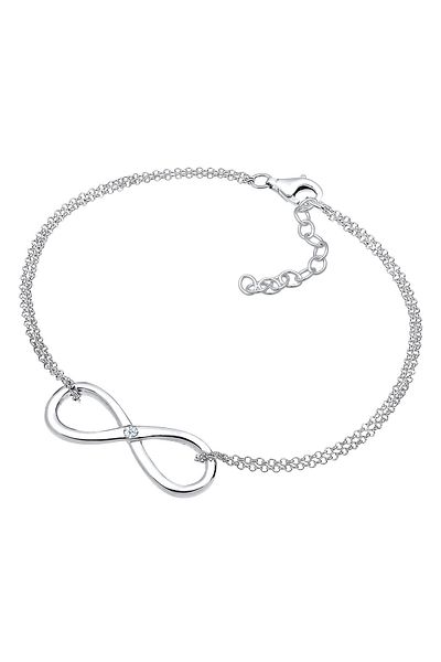 ELLI Brățară Femei Pandantiv Infinit Basic Cu Diamant (0,03 CT.) Din argint 925