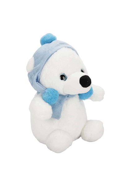 TOYFEST دب قطبي قطيفة مع قبعة ووشاح 30 سم