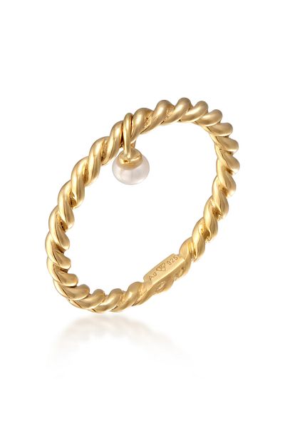 ELLI Ring Ladies Band Twisted Pendant Pearl With Freshwater Cultured Pearl In 925 Sterling Silver