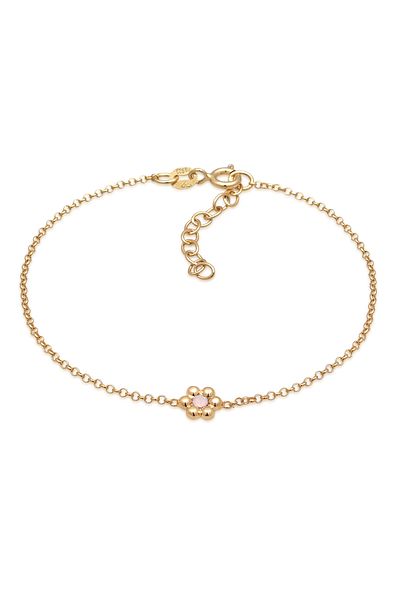 ELLI Damen-Armband mit Blumenanhänger – vergoldet mit 925er Sterlingsilber und Kristallen