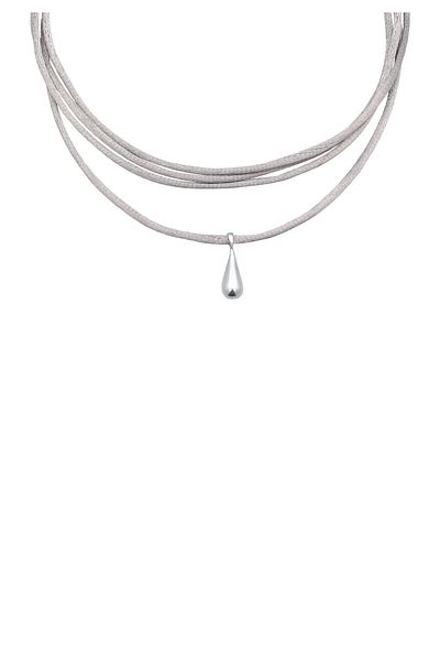 ELLI Halskette Damen Choker Tropfen Anhänger mit Satin Schwarz in 925 Sterling Silber