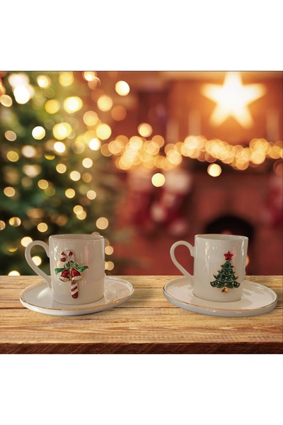 Sillage Home New Year's Themed Cup Set for 2 - Gold Gilded Porcelain