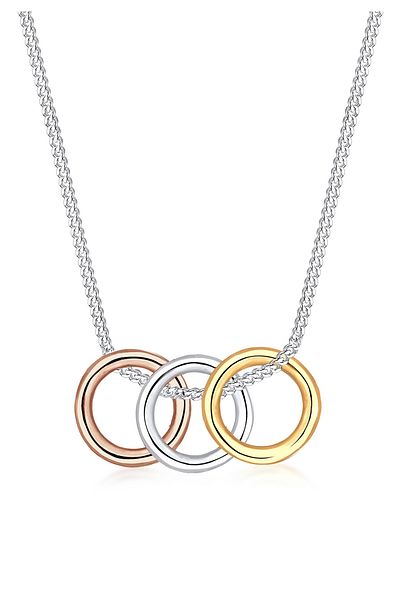 ELLI Colier de damă cu pandantiv circular, tricolor, din argint 925