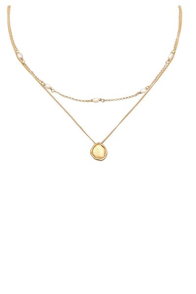 ELLI Náhrdelník Ladies Choker Vrstva přívěsku na mince se sladkovodními kultivovanými perlami v 925 Sterling Silver Gol