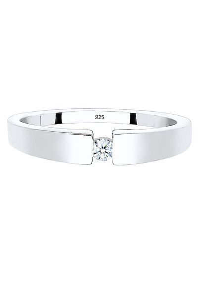 ELLI Ring Damen Band Classic mit Diamant (0,06 CT.) in 925 Sterling Silber