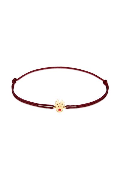 ELLI Armband Damen Rentier Anhänger Weihnachten mit Nylon Rot in 925 Sterling Silber vergoldet