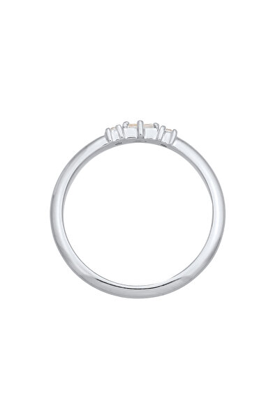 ELLI Dámský zásnubní prsten obdélníkový filigrán s topazem a diamantem (0,03 ct) z ryzosti 925