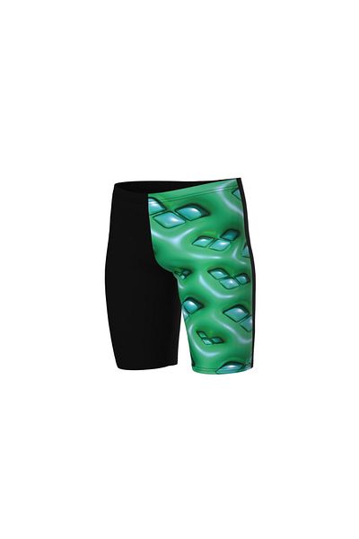 ARENA Men's Arena Logo Graphic Swim Jammler - Black Soft Green Multi