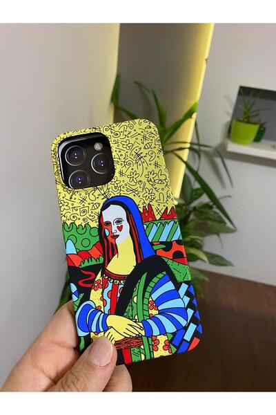 Tasarım Iphone 14 Pro Max Uyumlu Fosforlu Özel Dokulu Monalisa Desenli Siliko...
