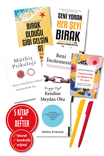 Destek Yayınları Defter+Beni İncitemezsin Dünyaya Değil Kendine Seni Yoran(Müthiş Psikoloji) 5 KİTAP SET YENİ Destek