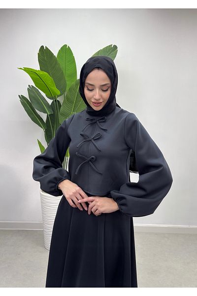 Tesettür Diyarı Scuba Fabric Hijab Tunique and Skirt Set - Anthracite