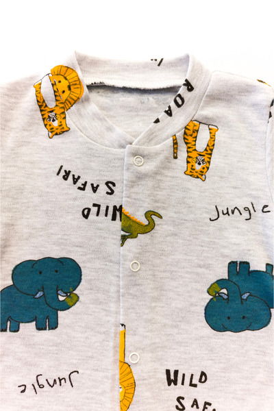 LAVORE Unisex Baby 100% Cotton Gray Safari Jumpsuit