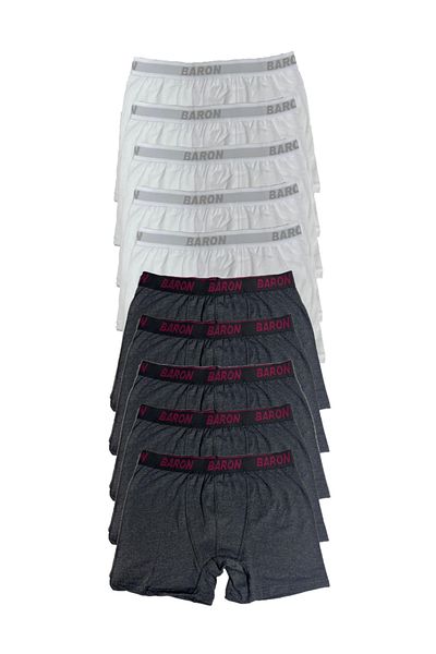 PİERLES 10 Τεμάχια Οικονομικό Lycra Boxer Short Λευκό καπνιστό
