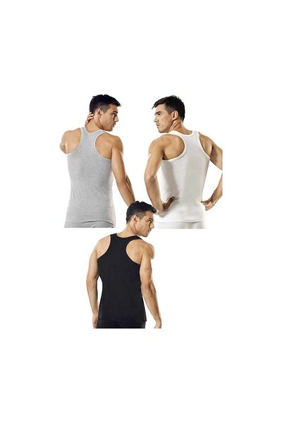 SİERNA Men's Sports Singlet Black White Gray 3 Pieces Srn-001497