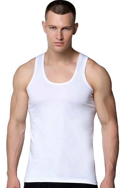 SİERNA Men's Combed Cotton Undershirt White Srn-001428