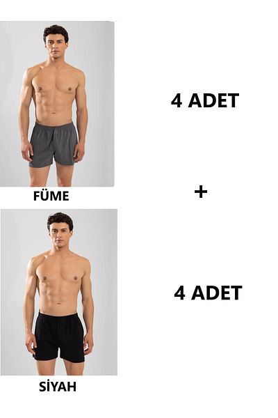 SİERNA 8-Piece Men's Combed Cotton Towel Waist Boxer Srn-002319
