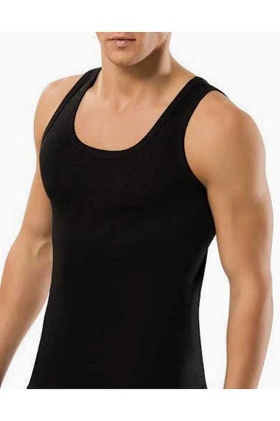 SİERNA Cotton 6-Piece Black Men's Undershirt Srn-001620