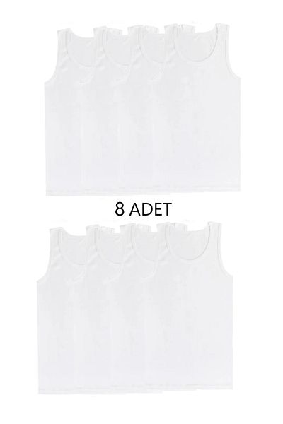 SİERNA 8-Piece Mixed Color Men's Undershirt Set White Srn-000855