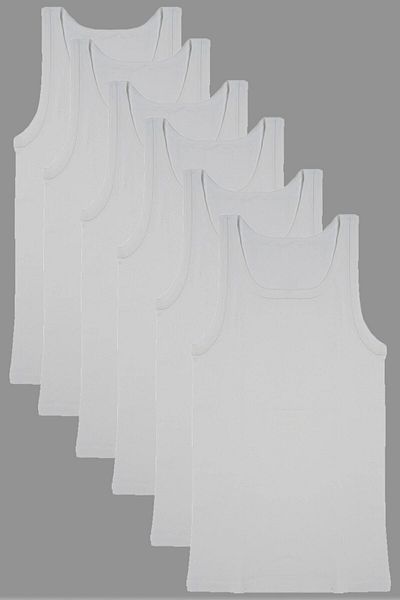 PİERLES 6 Pieces of White Men's Undershirt, 100% Cotton Men's Combed Cotton Undershirt