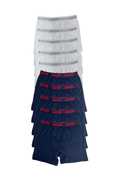 Modaley Giyim 10 Τεμάχια Οικονομικό Lycra Boxer Short Λευκό-μπλε -ml01