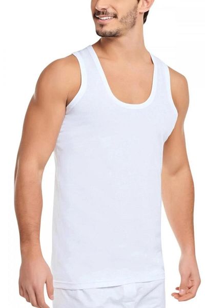 PİERLES White 100% Cotton Combed Men's Tank Top - Single Pack