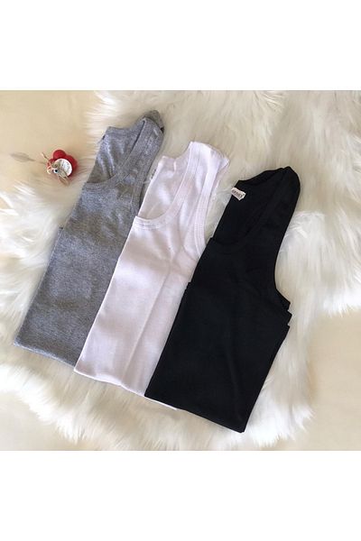MODA YILDIZ Athlete - Swimmer - Crossed Back Athlete 3-Piece Black - White - Gray