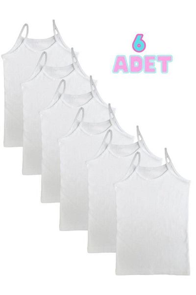 MODA YILDIZ 6-Piece Girl's Rope Strap Combed Cotton Undershirt