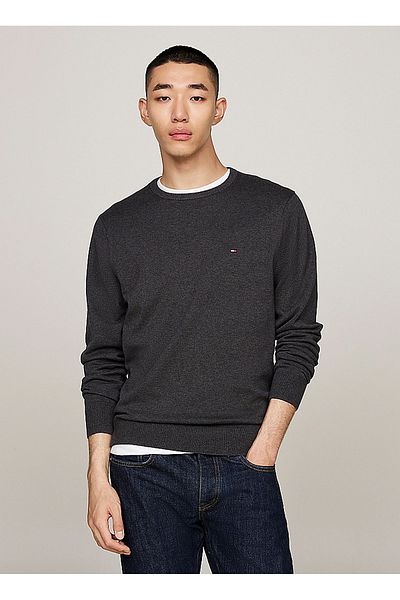 Tommy Hilfiger Crew Neck Regular Gray Men's Sweater Mw0Mw 147480 Im