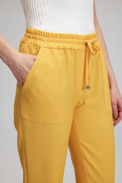 BROOKS BROTHERS Gelbe Woll-Crêpe-Hose mit normaler Passform und Taschen für Damen