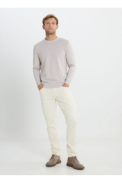 ALTINYILDIZ CLASSICS Altınyıldız Classics Bicycle Collar Standard Beige Melange Men's Sweater Ace492510287/Trico Cycling Collar