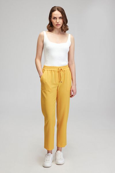 BROOKS BROTHERS Gelbe Woll-Crêpe-Hose mit normaler Passform und Taschen für Damen