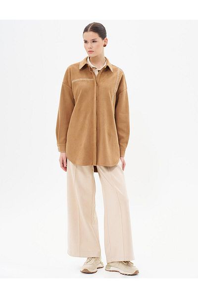 Kayra Τουνίκ Camel Suede - Λεπτομέρεια ραφής Punto