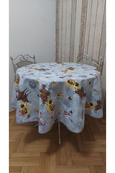 gonk Round,Christmas Patterned,Duck (Liquid Protective,Stain-Protective) Fabric,Tablecloth