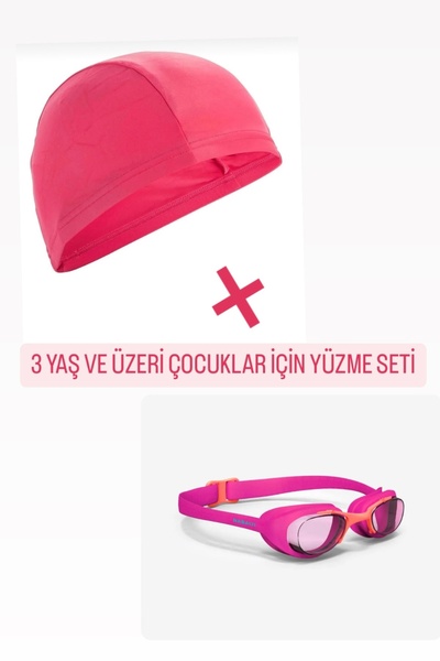 Decathlon ÇOCUKLAR İÇİN YÜZME SETİ / BEZ BONE VE AYARLANABİLİR YÜZÜCÜ GÖZLÜĞÜ