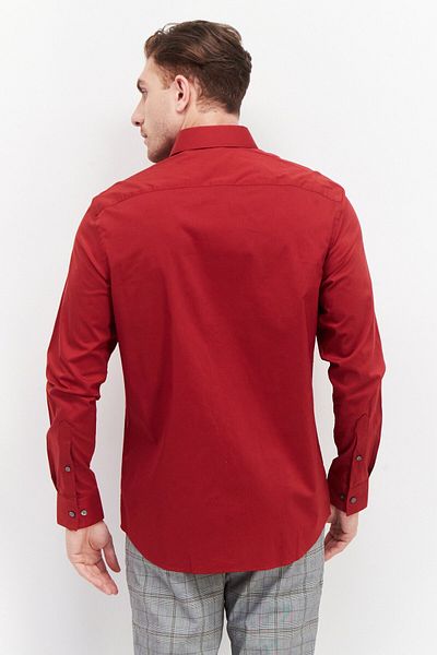 VAN HEUSEN Men Regular Fit Long Sleeve Plain Dress Shirt, Red