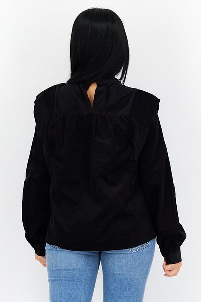 s.Oliver Women Mock Neck Long Sleeves Plain Top, Black