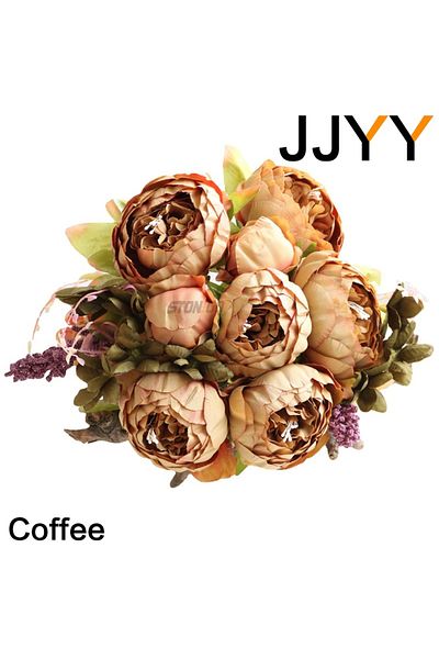 Choice Coffee Jjyy Artificial Flowers Bouquet 13 Heads European Style Peony Silk Flowers High Quality Plast