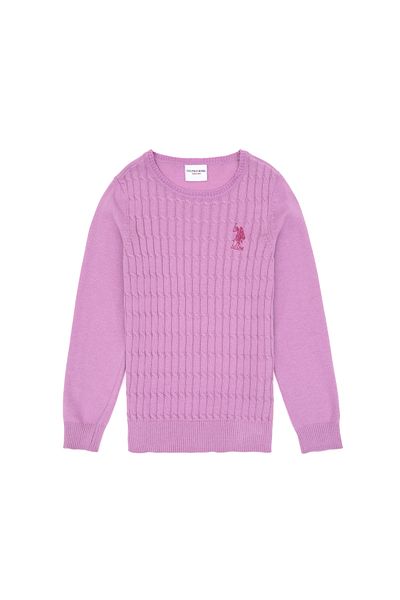 U.S. Polo Assn. Girl's Lilac Basic Crew Neck Sweater 50288894-Vr034