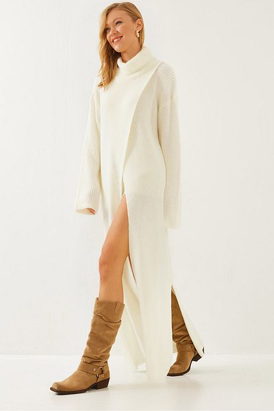 Detua Women's Slit Long Loose Poncho Dress