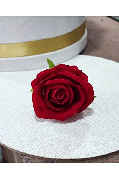 OSO HOME OSOHOME وردة مخملية حمراء بمظهر حقيقي مع مقبض أنبوبي صناعي قطعة واحدة 32 سم
