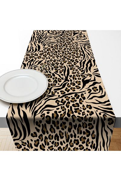 Razz Moda Leopard and Zebra Patterned Runner Digital Printed Home Fabric 40X170