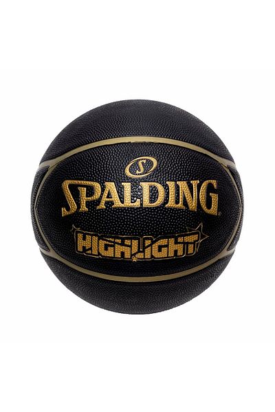 SPALDING SPLD HIGHLIGHT RUBBER Basketball BB BLACK GOLD SZ7